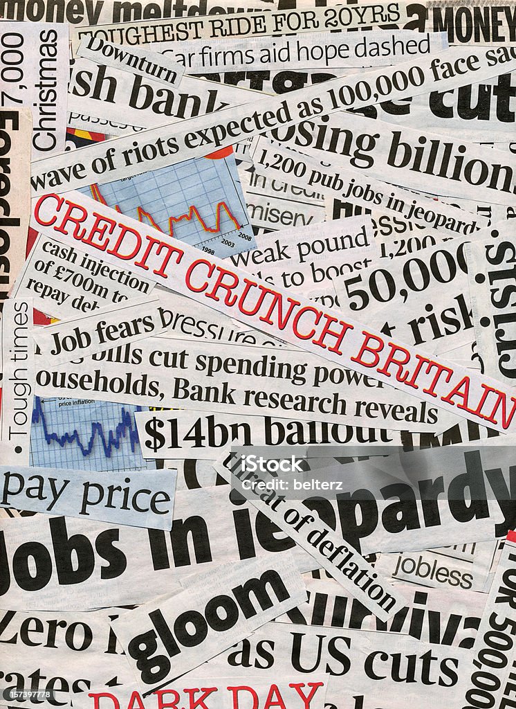 Crisis financiera - Foto de stock de Periódico libre de derechos