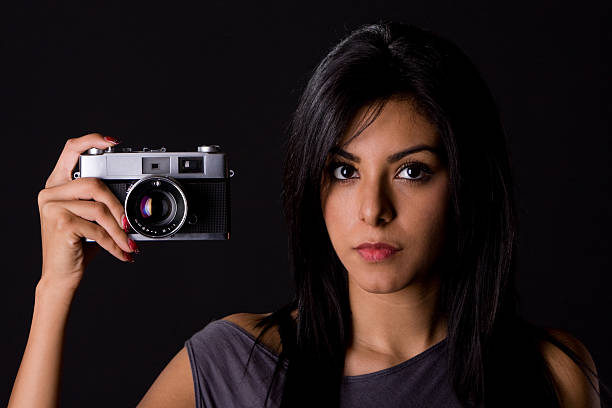 istock Beautiful Girl with Classic Camera 157397896