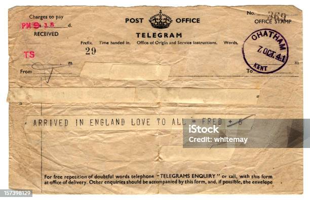 British Zniszczeniach Telegram 1941 - zdjęcia stockowe i więcej obrazów Telegram - Telegram, Zjednoczone Królestwo, II Wojna Światowa