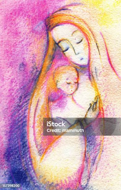 Mary I Dziecko Jezus - Stockowe grafiki wektorowe i więcej obrazów Religia - Religia, Matka, Niemowlę