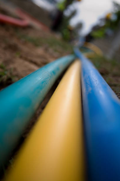 fibre optic cable being laid stock photo