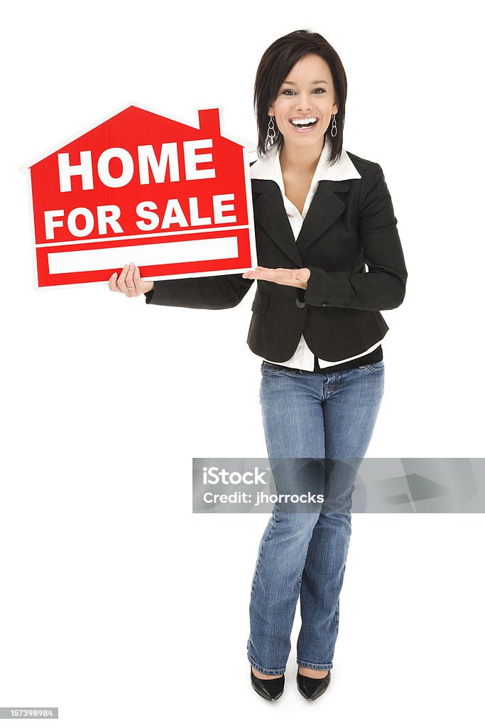 부동산 중개인,'Home Sale'팻말 대한 - 로열티 프리 부동산 중개업자 스톡 사진