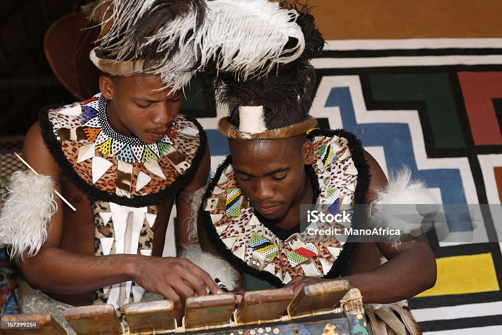 Traditional Zulu men of South Africa  Zulu Tribe Stock Photo