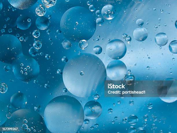 Fondo Abstracto Azul Foto de stock y más banco de imágenes de Molécula - Molécula, Agua, Burbuja