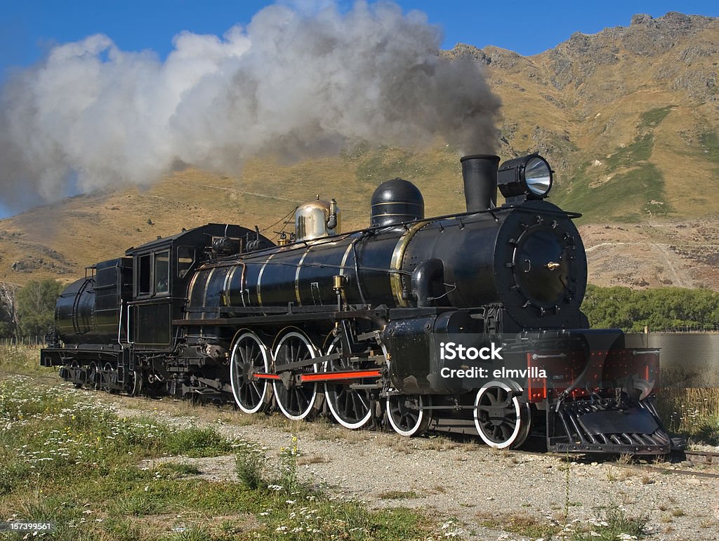 O motor a vapor, que funciona - Foto de stock de Locomotiva a vapor royalty-free