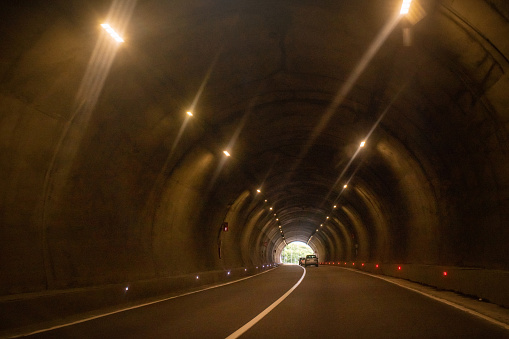 Blurred motion shot of tunnel