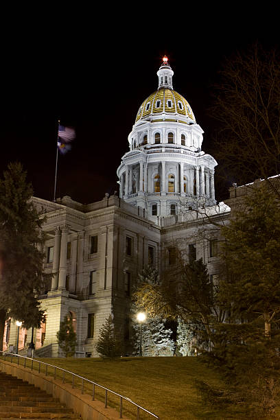 Colorado State Capitol Building at Night, Denver stock photo