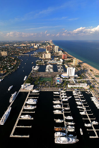 fort lauderdale intracoastal and marina, beach in the background