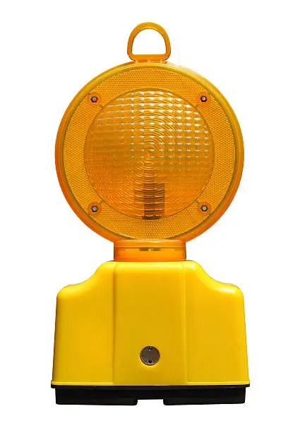 Photo of Flashing Roadside Construction Light (with clip path)
