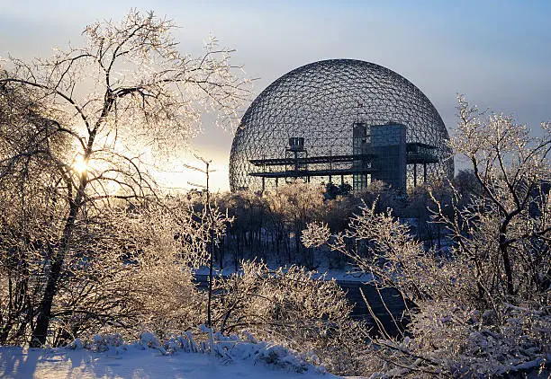 Montreal (Quebec, Canada) expo 67 metallic sphere (biosphere) in winter after an ice storm. More Montreal in lightbox...