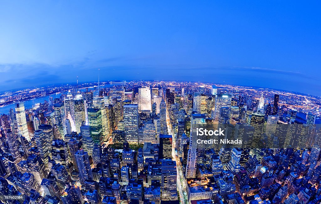 Manhattan at night buildings in New York City at night, as seen from the Empire State Building New York City Stock Photo
