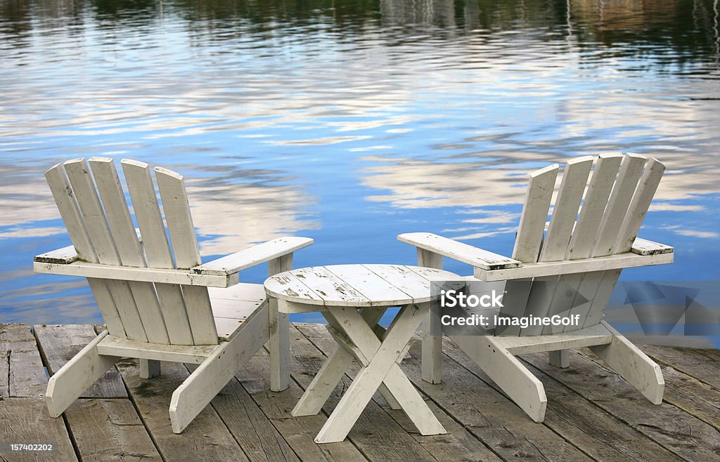 Two White Adirondack Chairs  Chair Stock Photo