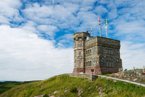 Cabot Tower was built in 1897 to commemorate the 400th anniversary of John Cabot's discovery of Newfoundland, and Queen Victoria's Diamond Jubilee. It is located on top of Signal Hill overlooking the city of St. John's, Newfoundland and Labrador. In 1901, Guglielmo Marconi received the first trans-Atlantic wireless message at a position near the tower, the letter 