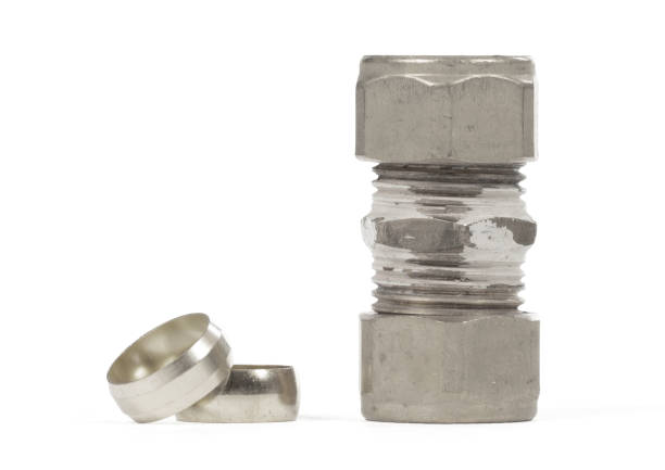 istock Steel fitting for plumbing pipes, connector for two different sizes 1574024869