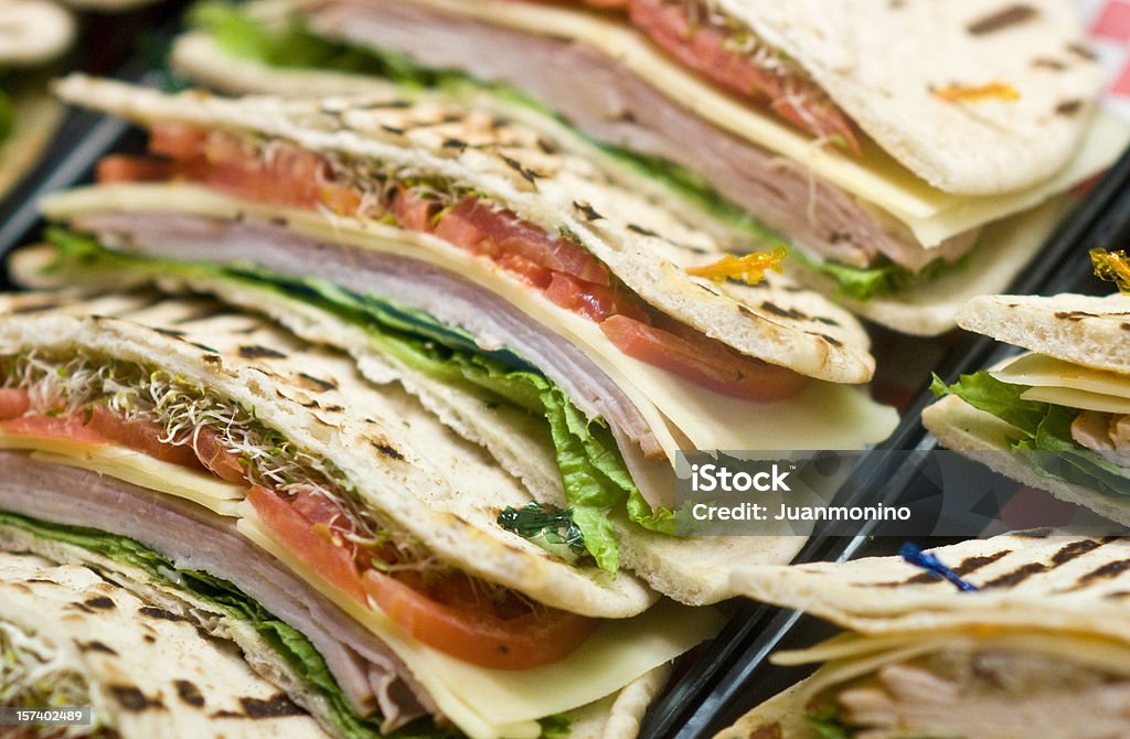Schinken und Käse-Fladenbrot-sandwiches - Lizenzfrei Sandwich Stock-Foto
