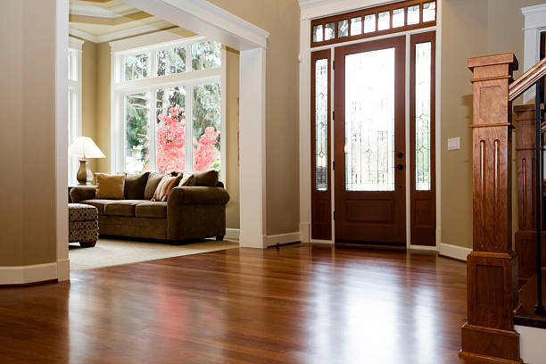 Interior architecture Luxury Foyer with beautiful hardwood floors house  moulding door jamb wood stock pictures, royalty-free photos & images