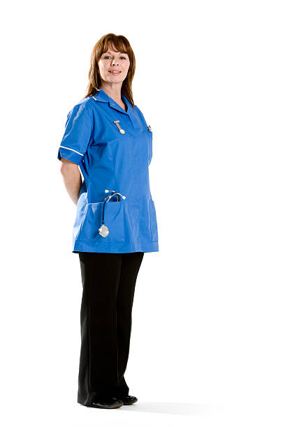atención médica: el personal de enfermería - nurse midwife full length nhs fotografías e imágenes de stock