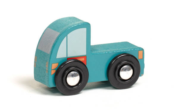 istock Retro wooden toy car isolated on white 1574026045