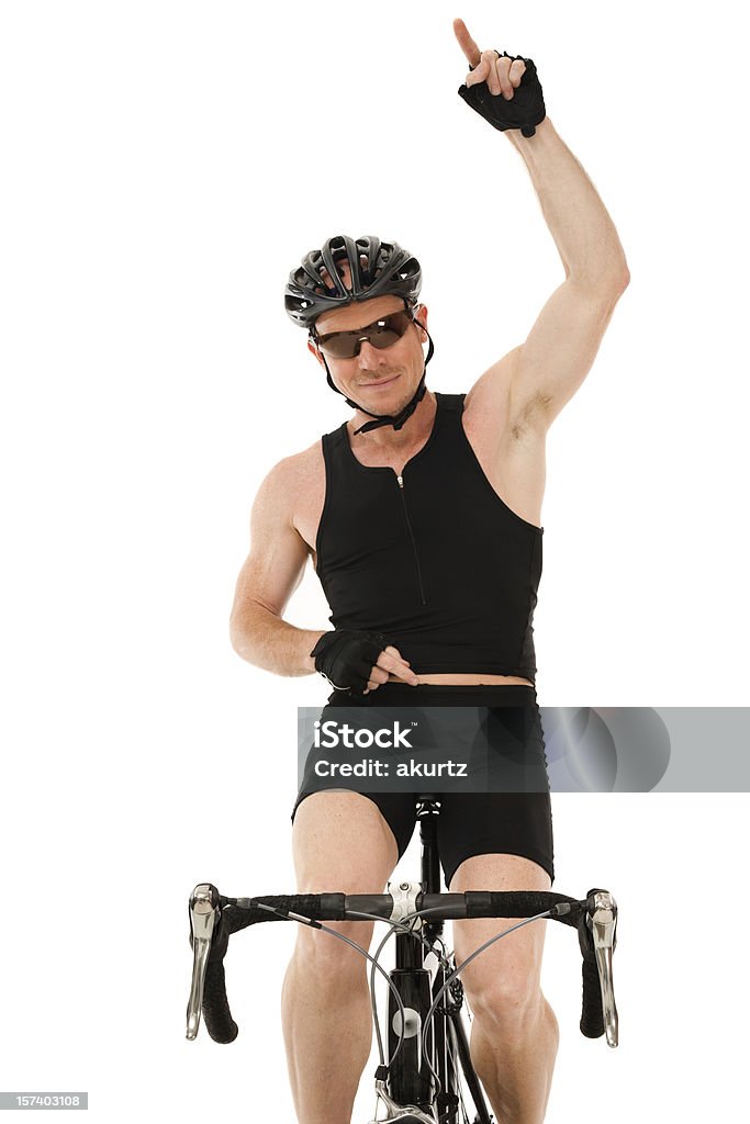 Mature homme sportif primé de course de vélo isolé Geste d'exercice - Photo de 40-44 ans libre de droits