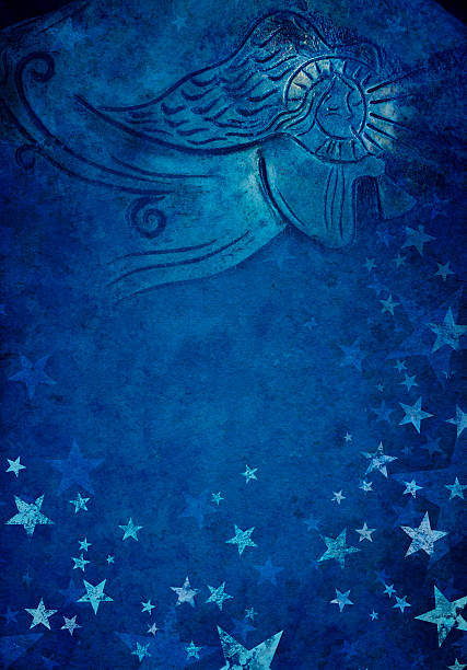 illustrazioni stock, clip art, cartoni animati e icone di tendenza di angel blu sfondo stellato - pattern blue textured effect backgrounds
