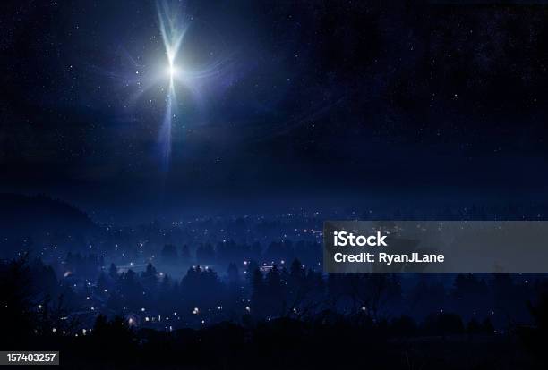 Star Of Bethlehem Night Sky Stock Photo - Download Image Now - Christmas, Bethlehem - West Bank, Star Shape
