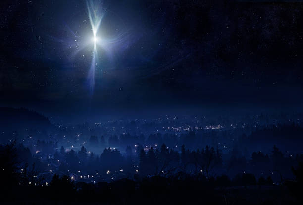céu de noite estrela de belém - holy city imagens e fotografias de stock