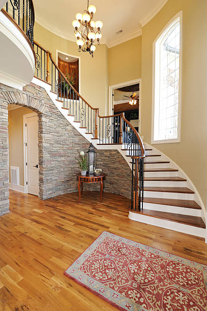 interno di casa - staircase indoors wrought iron mansion foto e immagini stock