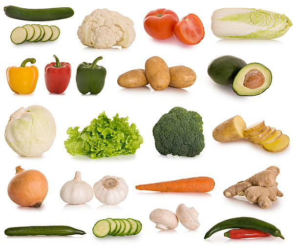 selecção de produtos hortícolas - cauliflower vegetable portion cabbage imagens e fotografias de stock