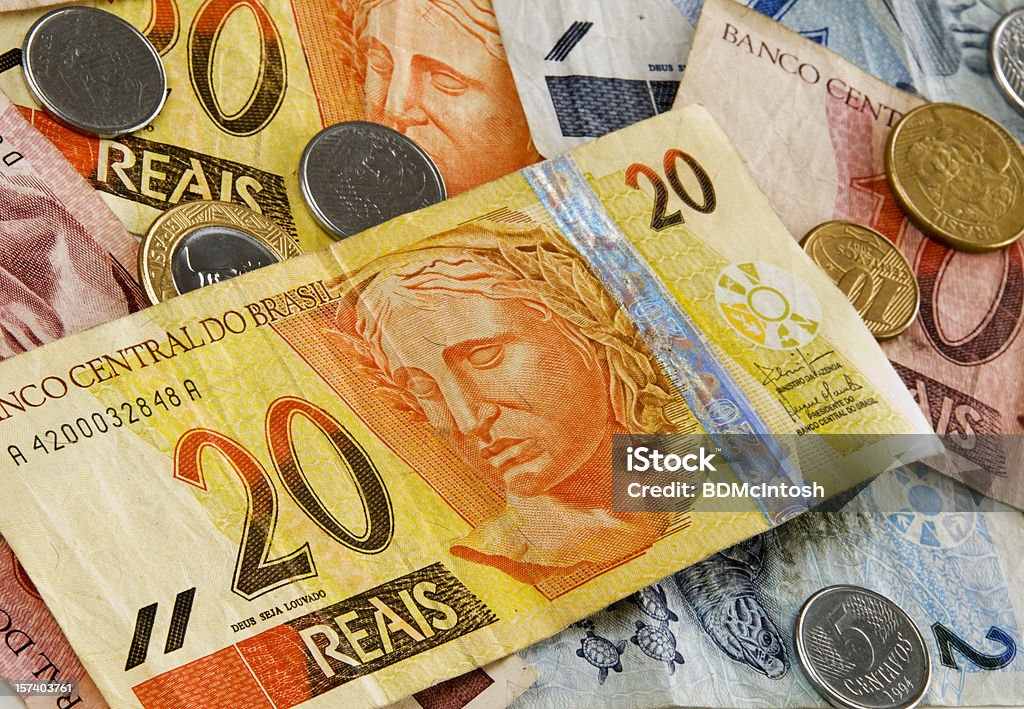 Reais brésiliens de l'argent (fond - Photo de Monnaie brésilienne libre de droits