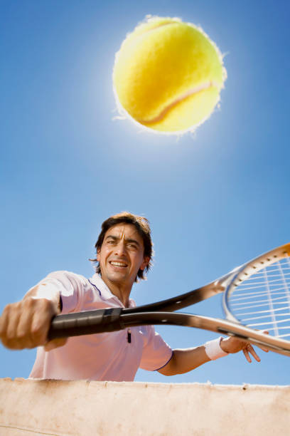 istock Tennis player at the net 157403886