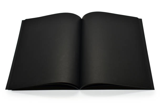 istock blank open black notebook isolated on white background, craft paper texture 1574039704