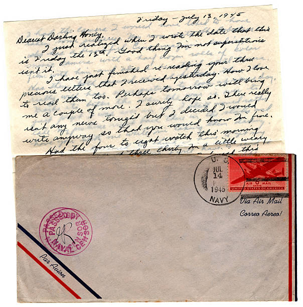 US serviceman's letter 1945 Loving letter from a US serviceman to his wife towards the end of World War Two (passed by a Censor). 1945 stock pictures, royalty-free photos & images