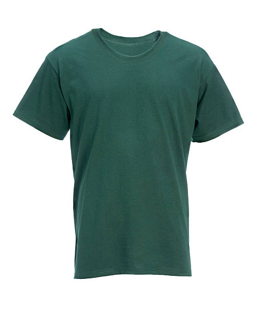 Blank green t-shirt front-isolated on white w/clipping path stock photo