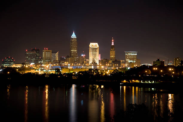 Cleveland, Ohio Skyline  terminal tower stock pictures, royalty-free photos & images