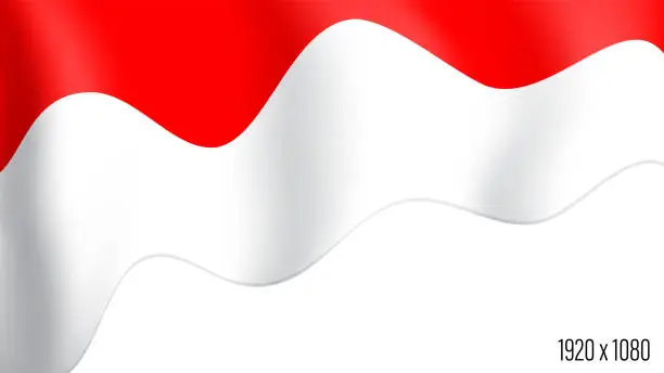 Vector illustration of Indonesian country flag realistic independence day background. Indonesia commonwealth banner in motion waving, fluttering in wind. Festive patriotic HD format template for independence day
