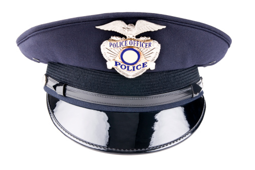 Front view of a generic police cap usually used for dress uniform and special events.