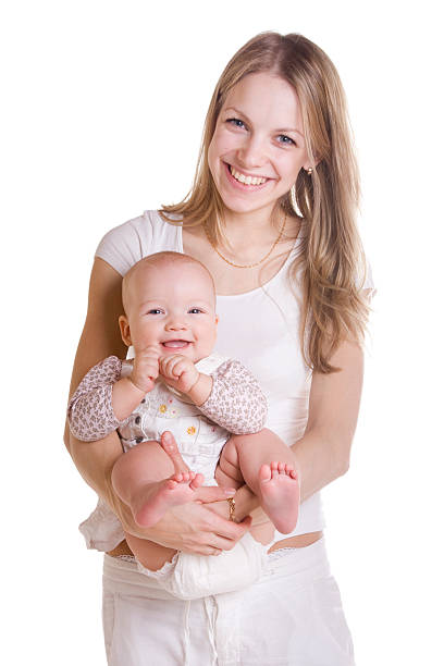 Happy mother with her smiling little daugther