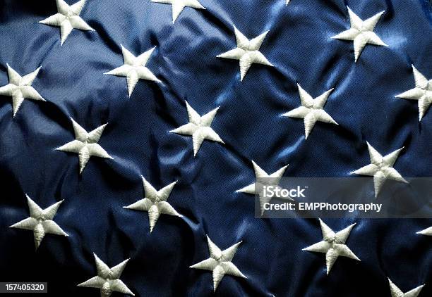 Estrellas De La Bandera Estadounidense Muy De Cerca Foto de stock y más banco de imágenes de Azul