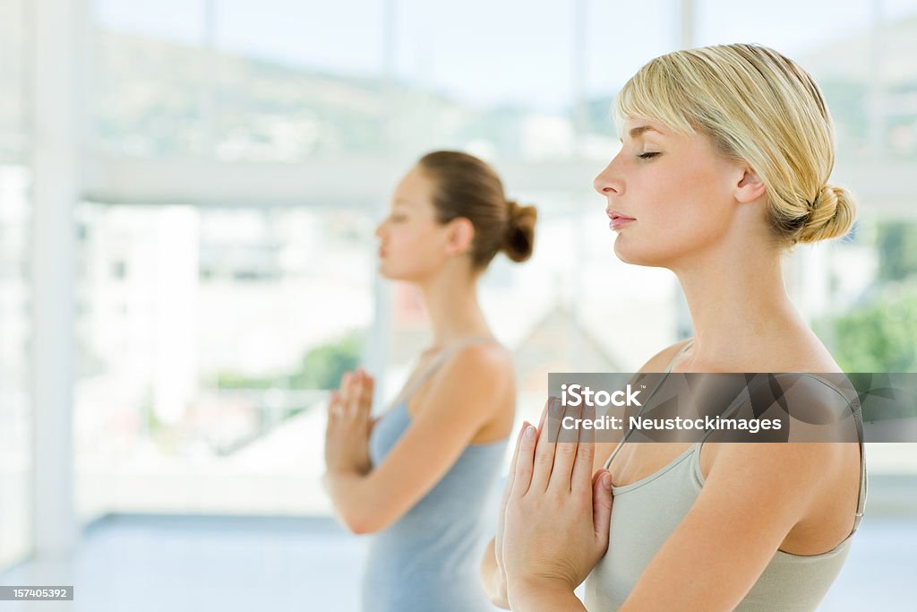 Zwei junge Mädchen Meditieren mit Händen seit - Lizenzfrei 20-24 Jahre Stock-Foto
