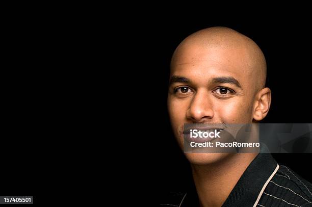 Headshot Of Young Man Stock Photo - Download Image Now - Black Background, Child, Men