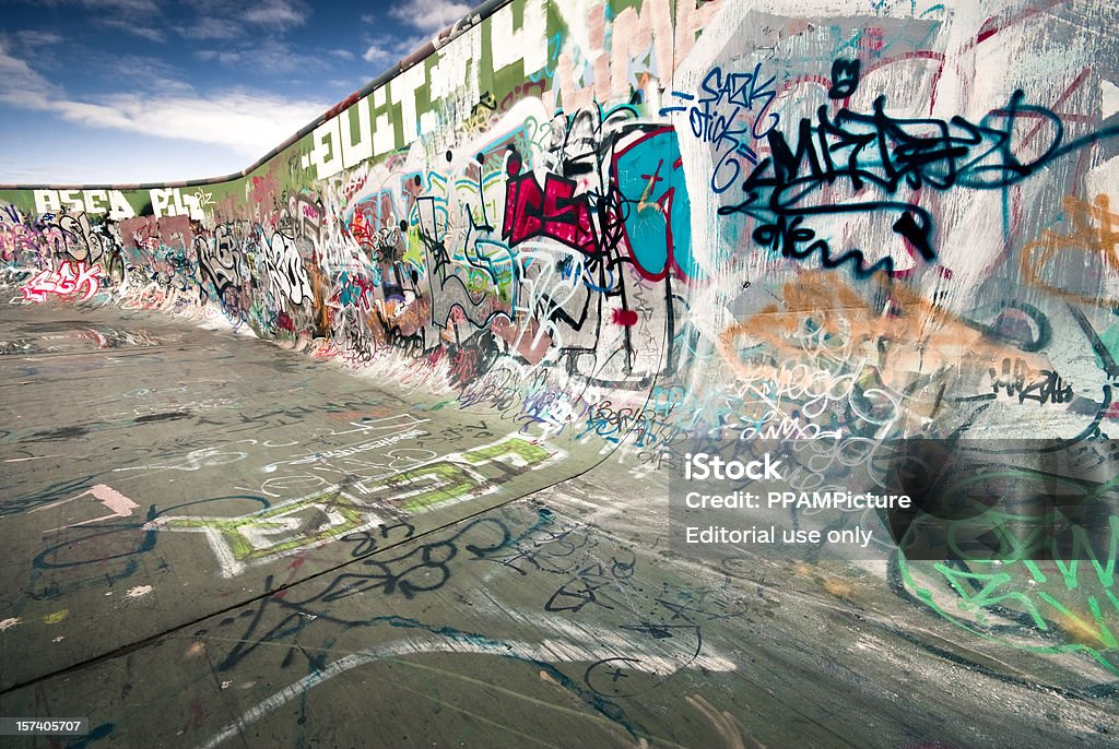 Graffiti Skateboard ramp  Fortified Wall Stock Photo