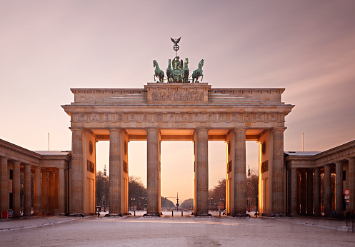 The Quadriga at the top of the Brandenburg Gate in Berlin.