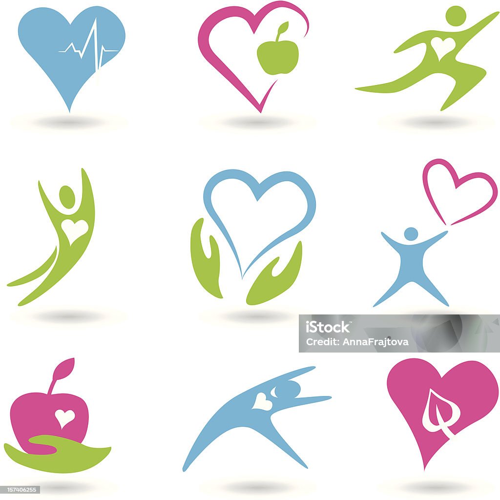 Corações saudáveis ícones - Royalty-free Estilo de vida saudável arte vetorial