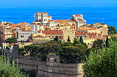 Panoramic view of Monaco with palace (Chateau Grimaldi), old tow