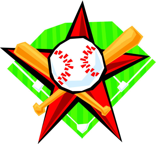 allstar baseball - playing field little league baseballs baseball player stock-grafiken, -clipart, -cartoons und -symbole