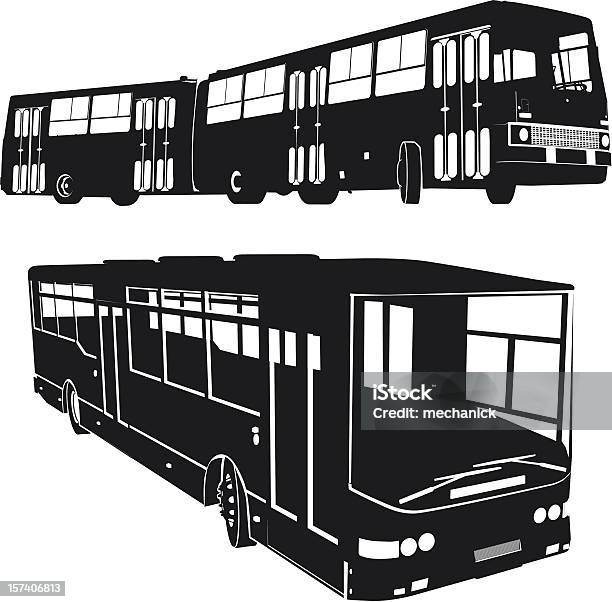 Город Автобусы — стоковая векторная графика и другие изображения на тему Автобус - Автобус, Билет, Большой город