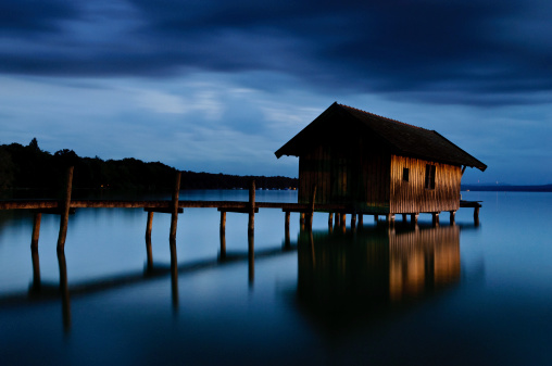 A boathouse at Stegen, a small village at lake Ammersee in Bavaria.