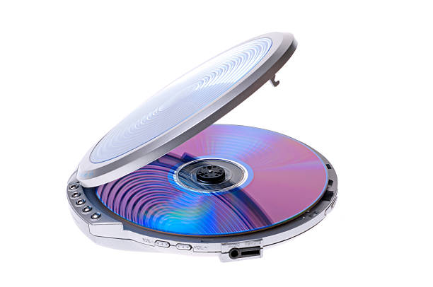 diskman portable cd player on white background open cd player stock pictures, royalty-free photos & images