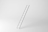 White steel ladder on white background in monochrome and minimalism. Illustration as design element for website template and slide show presentation background