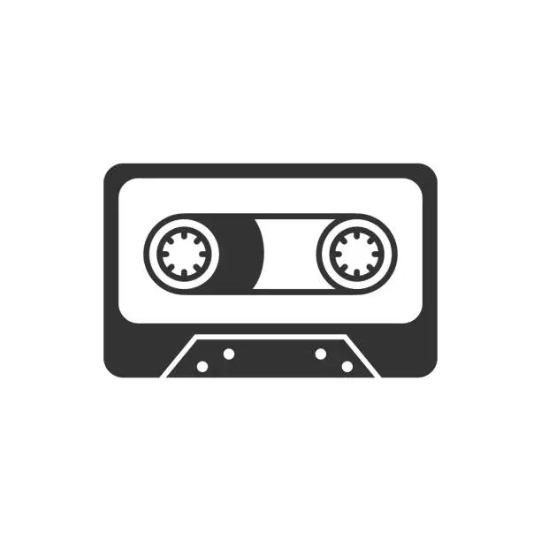 Vector illustration of Cassette tape icon. Vector illustration flat sign